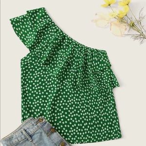 Floral one-shoulder top